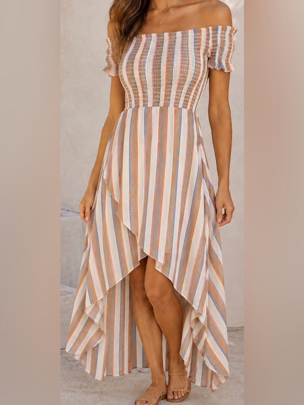 Show Me Your Mumu Willa Maxi Dress size Medium Striped High Low